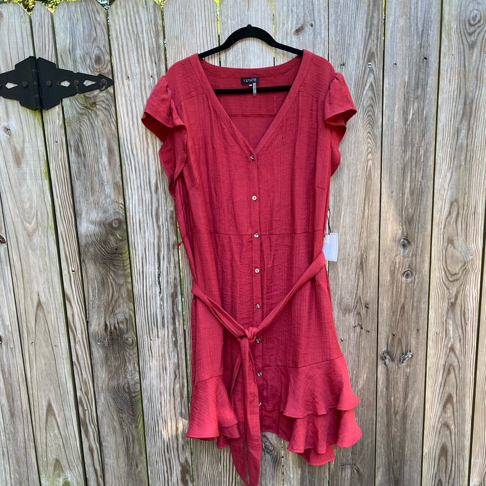1. STATE Wanderlust Mineral Red Belted Dress Women’s 24W NWT NEW